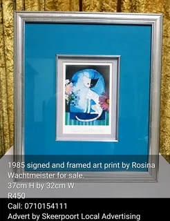 3x 1985 signed and framed art prints by Rosina Wachtmeister For Sale