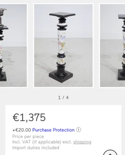 Victorian 1880s large ebony and porcelain column pedestals for sale