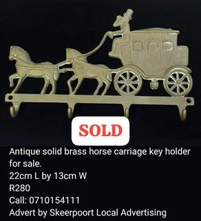 Antique solid brass horse carriage key holder for sale