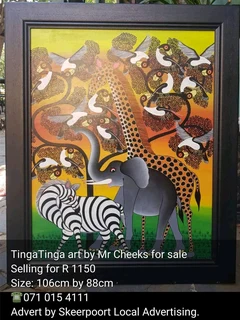 Large Tinga Tinga art by Mr Cheeks for sale