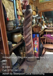 Vintage large 35kg iron wood floor lamp for sale