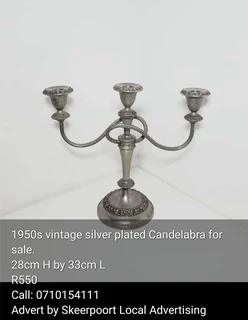 1950s vintage silver plated Candelabra for sale