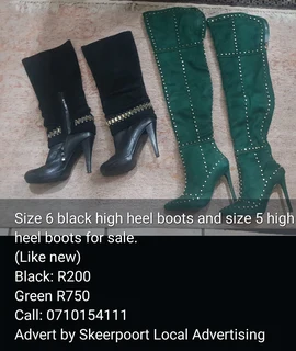 Size 6 and 5 high heel boots for sale.