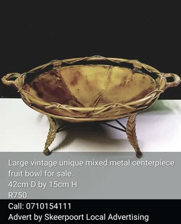 Large Vintage unique mixed metal centerpiece bowl for sale