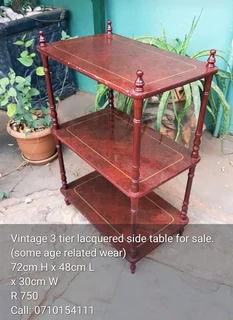 Vintage 3 tier lacquered side table for sale