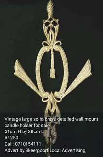 Vintage solid brass detailed wall mount candle holder for sale