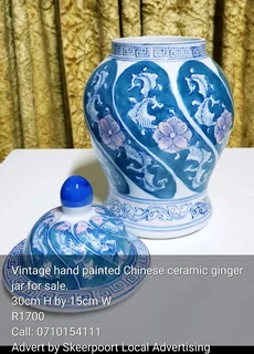 Vintage hand painted Chinese ceramic ginger jar for sale