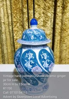 Vintage hand painted Chinese ceramic ginger jar for sale