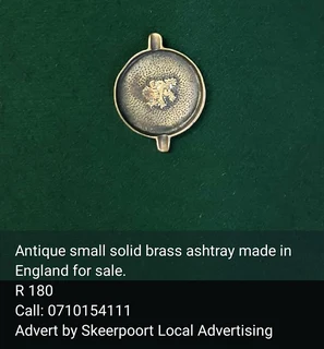 Antique small solid brass ashtray made in England for sale