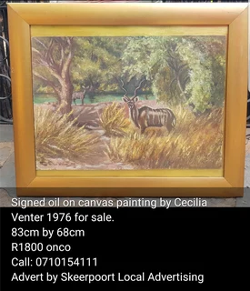 1976 Signed oil on canvas by Cecilia Venter for sale.