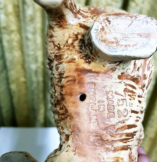 Vintage ceramic hand painted dog figurine made in England for sale