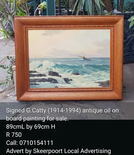 Antique signed G.Catty oil on board painting for sale
