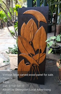 Vintage large carved wood panel for sale