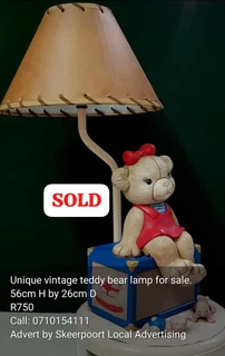 Vintage unique teddy bear lamp for sale