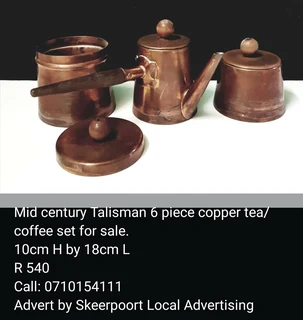 Mid century Talisman 6 piece copper tea/coffee set for sale