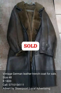 Vintage German leather trench coat for sale