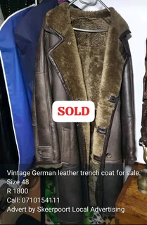 Vintage German leather trench coat for sale
