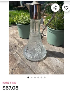 Large Vintage silver plated crystal glass jug decanter for sale