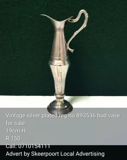 Vintage tall silver plated bud vase for sale