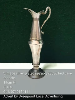 Vintage tall silver plated bud vase for sale