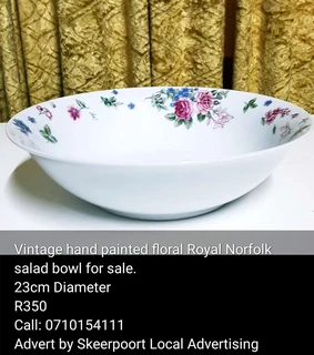 Vintage hand Painted floral Royal Norfolk salad bowl for sale