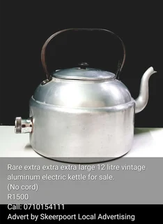 Rare extra extra extra large 12 litre vintage aluminium electric kettle for sale