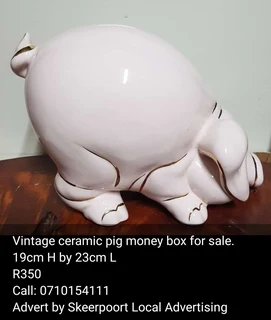 Vintage pink ceramic money box for sale