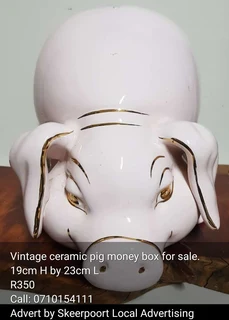 Vintage pink ceramic money box for sale