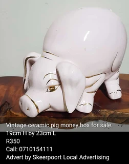 Vintage pink ceramic money box for sale
