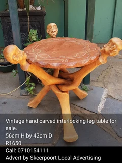 Vintage hand carved interlocking leg table for sale