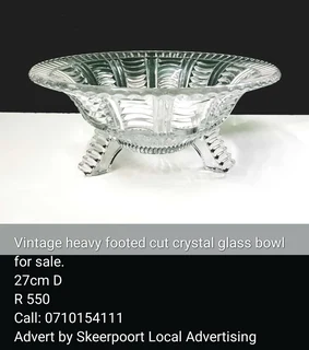 Vintage heavy cut crystal glass bowl for sale