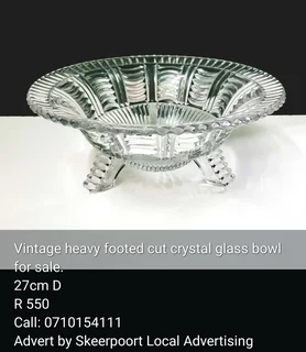 Vintage heavy cut crystal glass bowl for sale