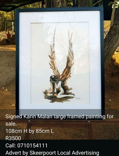 Signed Karin Malan large framed painting for sale