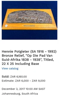 Hennie Potgieter bronze relief for sale