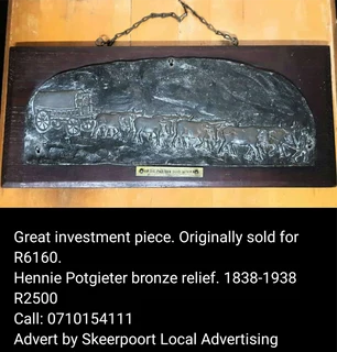 Hennie Potgieter bronze relief for sale