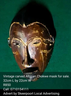 Vintage carved African Chokwe mask for sale