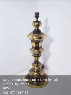 Large vintage brass table lamp for sale.