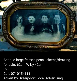 Antique large framed pencil sketch/drawing for sale.