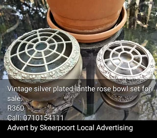 Vintage silver plated Ianthe rose bowl set for sale.