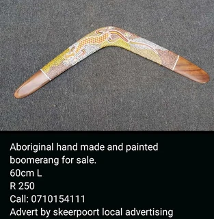 Aboriginal hand made and painted boomerang for sale