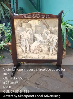 Victorian open tapestry fireplace guard for sale