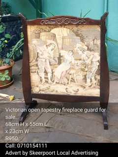 Victorian open tapestry fireplace guard for sale