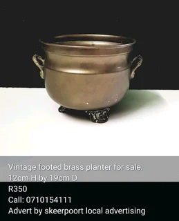 Vintage footed brass pot plant for sale