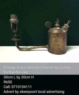 Vintage brass laboratory burner by Gustav Barthel for sale.