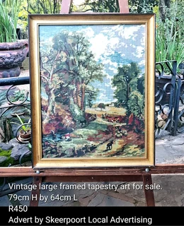 Vintage large framed tepastry art for sale