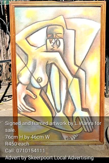 Signed and framed artwork by L.Warira for sale