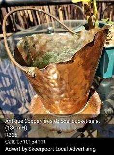 Vintage hammered copper and brass log bin for sale