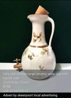 Very rare large ceramic wine jug with tap for sale