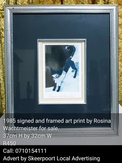 1985 signed and framed art print by Rosina Wachtmeister for sale