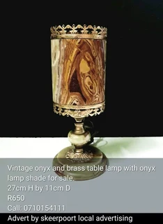 Vintage onyx and brass table lamp for sale